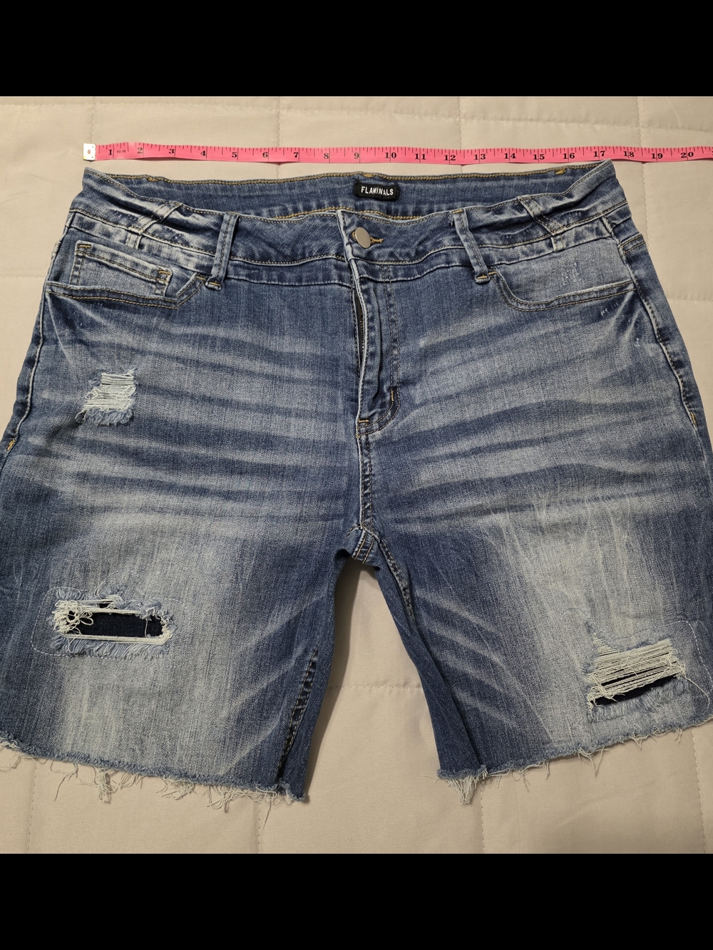 Flamingals Women's Distressed Blue Jean Shorts, Size 2XL, 14-16